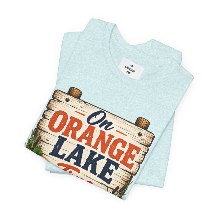 On Orange Lake Time T‑Shirt — Vintage Lakeside Orange Slice Tee