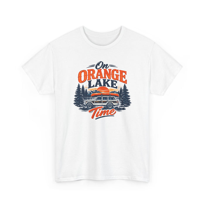 On Orange Lake Time T-Shirt — Vintage Camper Lake Life Tee