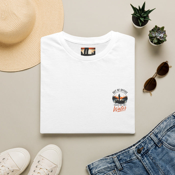 fishing t-shirt out of office — “Out of Office, Back on the Water”