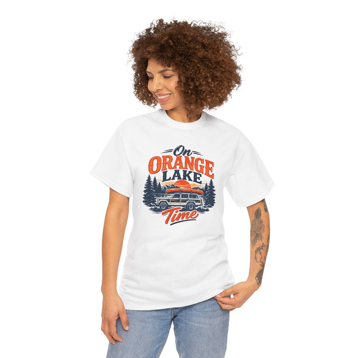 On Orange Lake Time T-Shirt — Vintage Camper Lake Life Tee