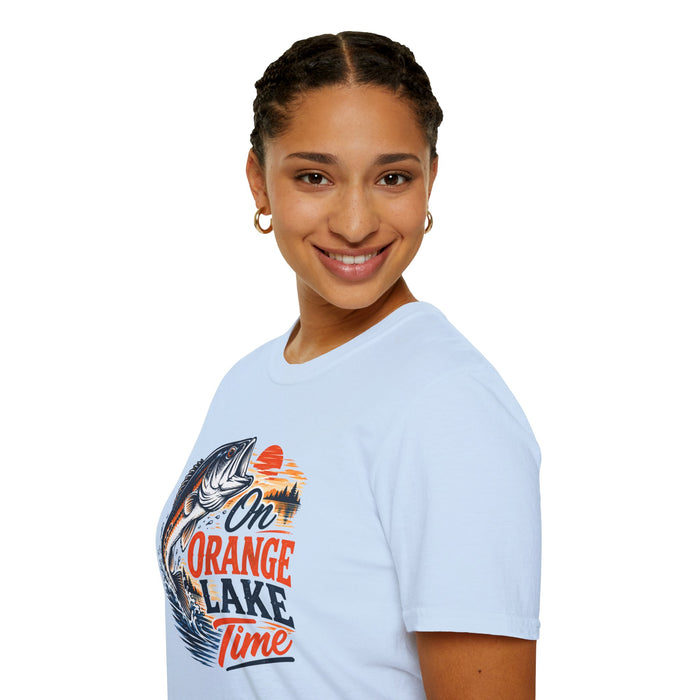 Fishing T-Shirt — "On Orange Lake Time" Bass Graphic Tee