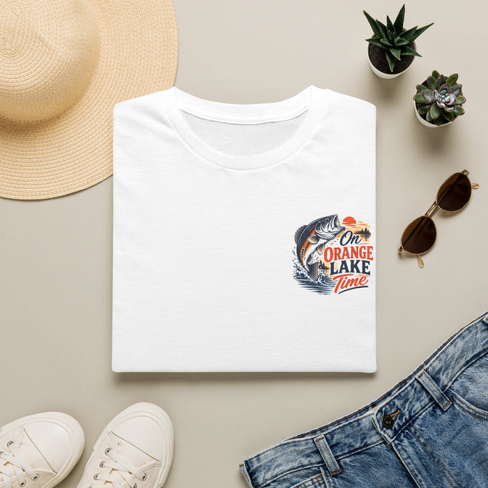 Lake Fishing T-Shirt — "On Orange Lake Time" Graphic Tee