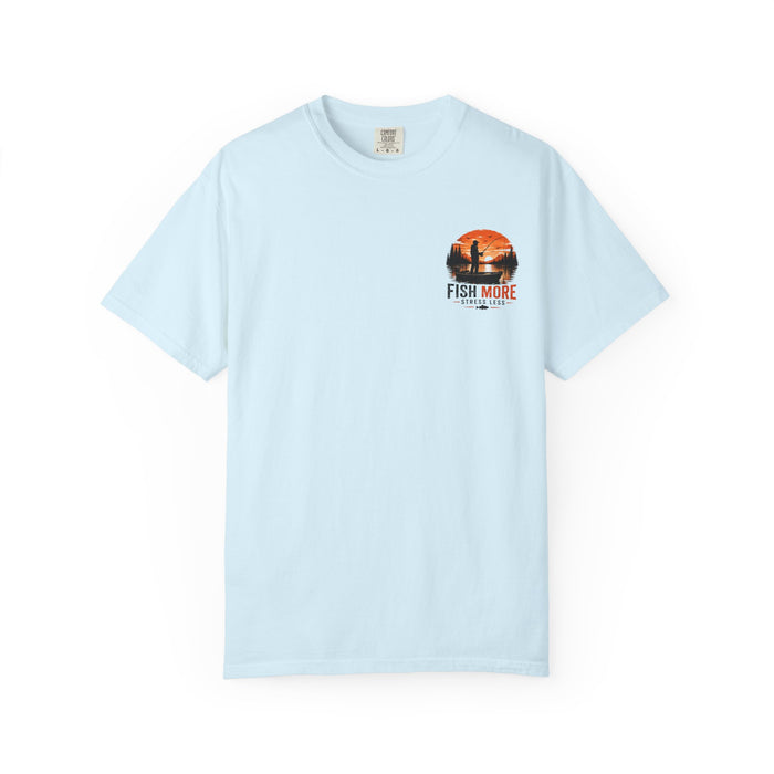 Fish More Stress Less Shirt – Sunset Fishing Tee
