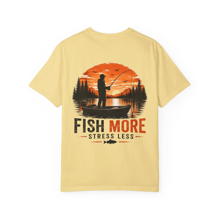 Fish More Stress Less Shirt – Sunset Fishing Tee