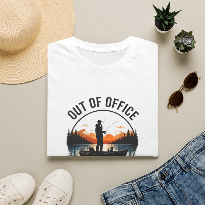 fishing t-shirt out of office — “Out of Office, Back on the Water”