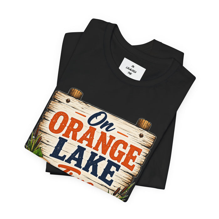 On Orange Lake Time T‑Shirt — Vintage Lakeside Orange Slice Tee