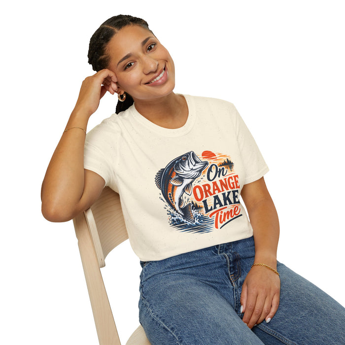 Fishing T-Shirt — "On Orange Lake Time" Bass Graphic Tee