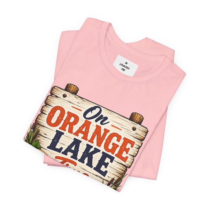 On Orange Lake Time T‑Shirt — Vintage Lakeside Orange Slice Tee