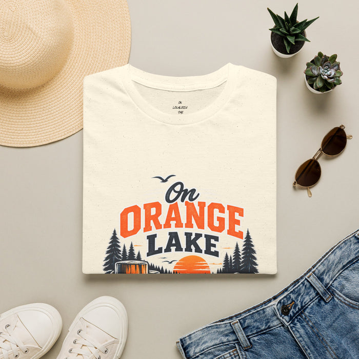 On Orange Lake T-Shirt — Retro Sunset Cabin Lake Shirt for Campers & Nature Lovers
