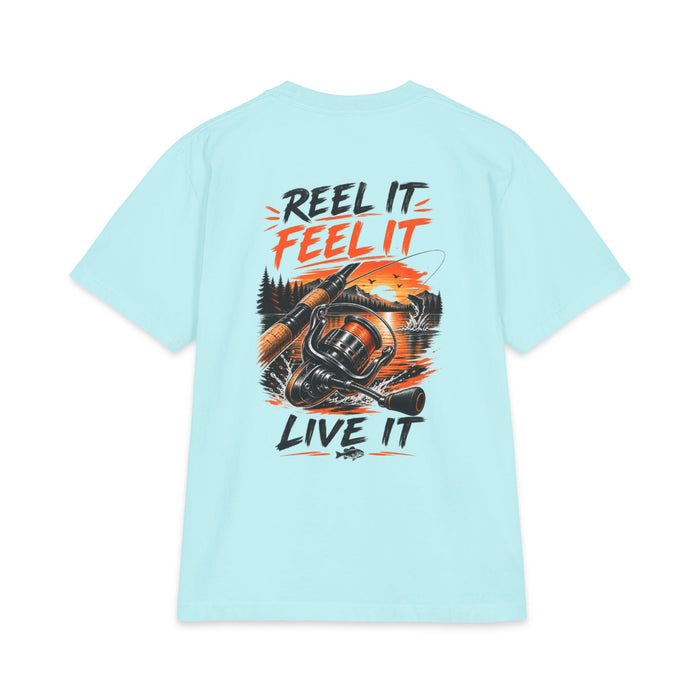 fishing t-shirt for anglers, Reel It, Feel It, Live It Fishing T-Shirt