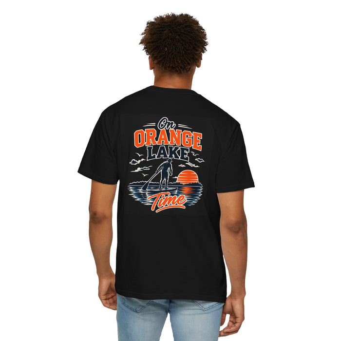 On Orange Lake Time T-Shirt — Fishing Sunset Graphic Tee