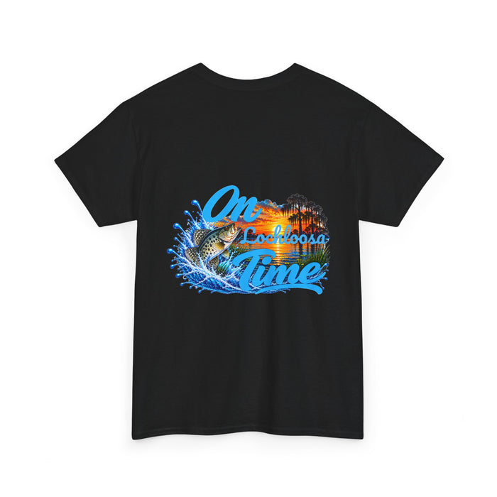 T-Shirt — “On [ Your Lake ] Time” Personalized Sunset Crappie (Back Design)