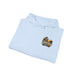 On Lochloosa Time hoodie, folded flat lay front view with small chest logo, in Light Blue
