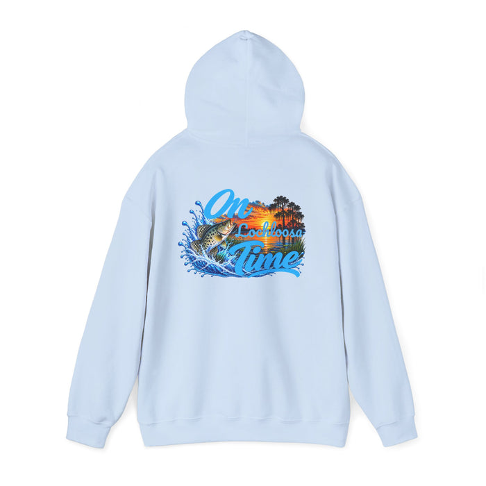 Hoodie — "On [Your Lake] Time" Personalized Sunset Crappie (Back Design)